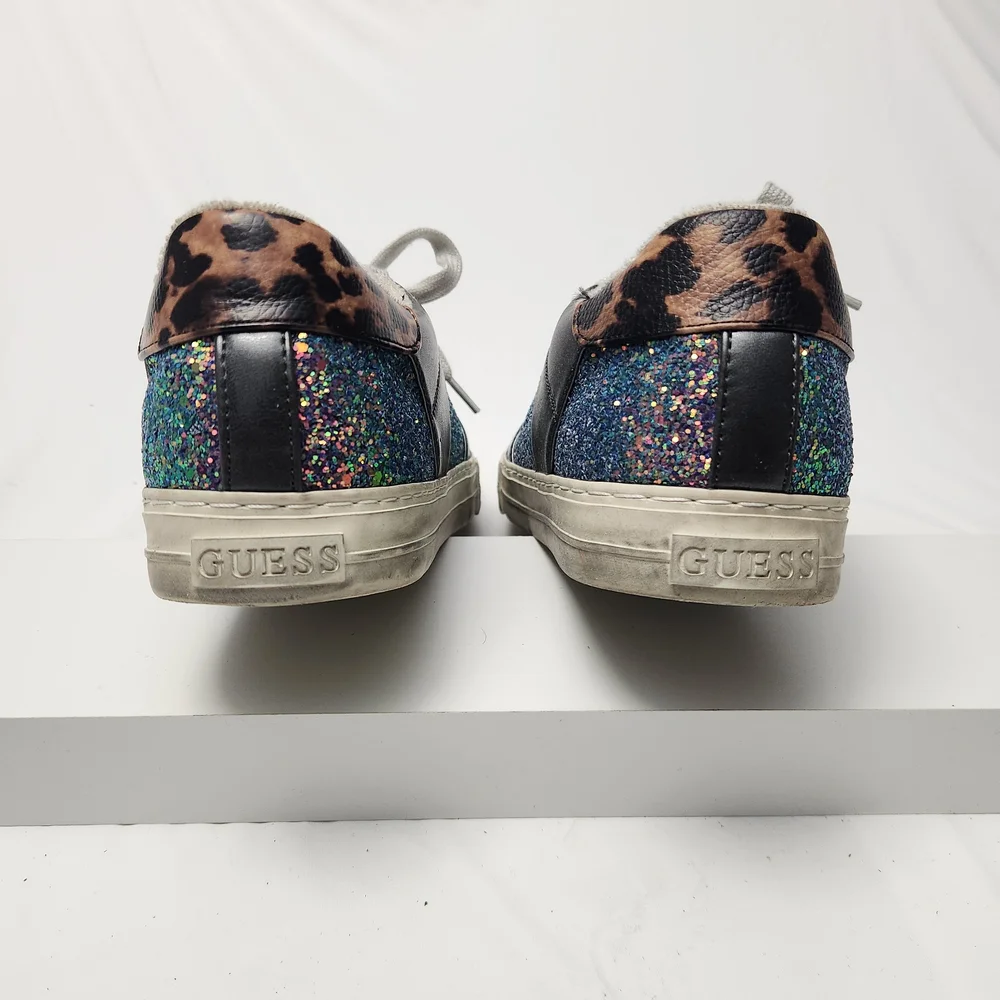 Guess Loven3 Mermaid Sparkle‎ Iridescent Glitter Lace-Up Sneakers Size 11 Grunge